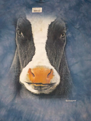 The MOUNTAIN Black COW Face BLUE Hand Dyed Graphic T-Shirt 100% Cotton 2XL (NWT)