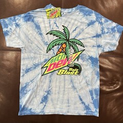 New MOUNTAIN DEW BAJA BLAST SHIRT ADULT TIE DYE BLUE LARGE L MENS MT DEW