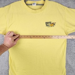 Vintage Brass Balls Saloon Shirt Mens Large Yellow Royal Ocean City 80s Graphic