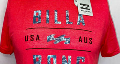 Billabong Mens Shirt Small XL Red White Short Sleeve Slim Fit Wave Graphic