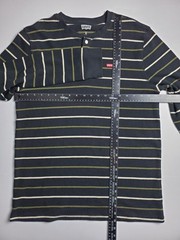 Levi’s Mens XL Thermal Henley Olive Green Stripe Waffle Knit Long Sleeve Shirt