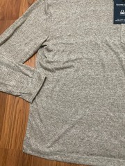 Kenneth Cole Techni-Co Long Sleeve Crew Neck Linen Tee Shirt Large Taupe Heather