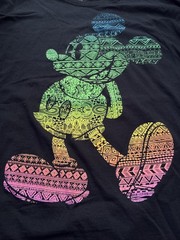 Disney T-Shirt XL (46/48) Mickey Mouse Rainbow Graphic Black Short Sleeve