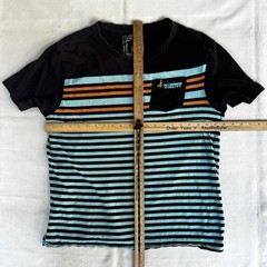 Hinano Tahiti Shirt L Black Striped Beer Surf Hawaii Pocket Waimea Pipeline 2952