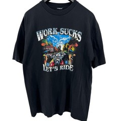 Good Sports Work Sucks Let’s Ride Y2K T-Shirt Mens XL Black Biker Graphic 2008