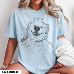 Custom Dog Portrait Photo 2D T-Shirt Personalized Pet