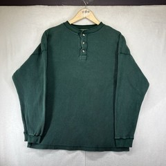 Vintage 90s Thermal Heavyweight Waffle Henley T-Shirt Men XL Hunter Green Y2k
