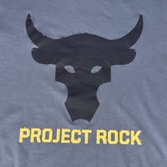 Under Armour Project Rock Blue Black Brahma Bull Logo Graphic T-Shirt Size XL