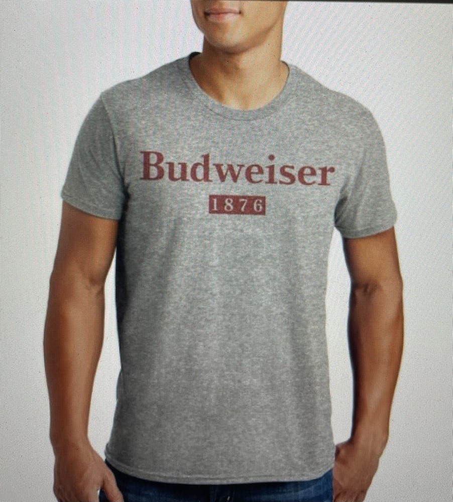 Budweiser 1876 T Shirt Adult L gray and red Hanes crew neck mens large