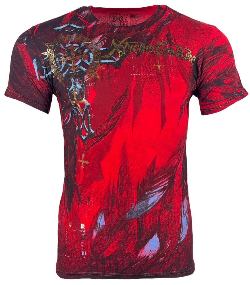 Xtreme Couture By Affliction Men’s T-Shirt Dark Doman Biker Red Tattoo S-5XL