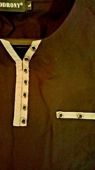 COODRONY Men Cotton T-shirt New Long Sleeve Henry Collar Black or White M-L Reg.