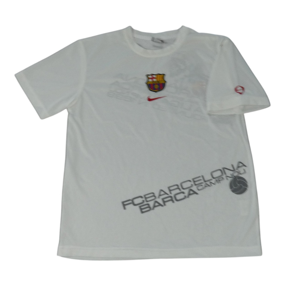 Nike T Shirt Mens L White Football FC Barcelona Soccer World Cup Stretch Jersey