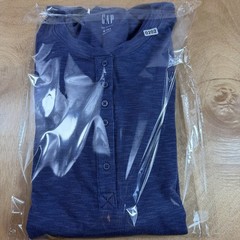 Gap Rib Henley Long SleeveMen Medium Tall Size Blue Color Quarter Button Down