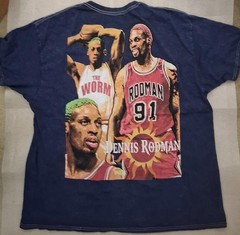 Dennis Rodman The Worm T-Shirt Blue Mineral Wash L basketball