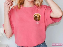 Custom Pet Portrait Comfort Tee Personalized Dog Cat Photo