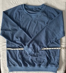 Mens Unbranded Blue Ribbed Long Sleeve Henley Shirt W/Kangaroo Pocket Size Small