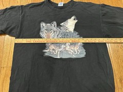 Vintage Wolf Graphic T-Shirt Men’s XL Black Gildan Heavy Cotton Nature Wildlife
