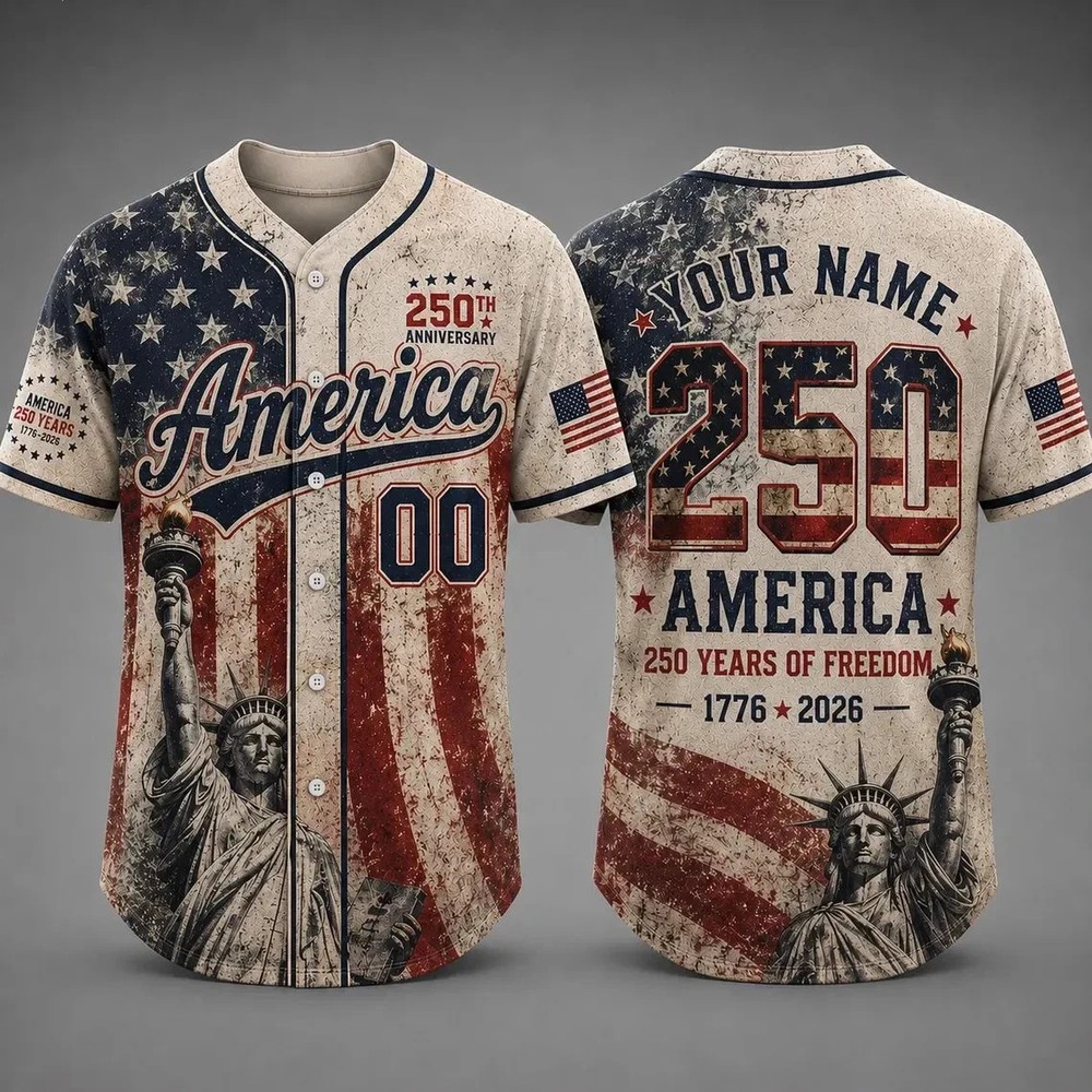 America 250th Anniversary Baseball Jersey, Custom Name Jersey, 4th of July Gift