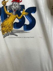 Jerzees Men Size M White Short Sleeve Dr Seuss 1999 Shirt Double Stitch Stained