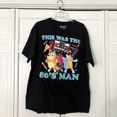 Bluey T Shirt Black men’s XL It Was The 80’s Man Dancing Tape Cassette Bandit
