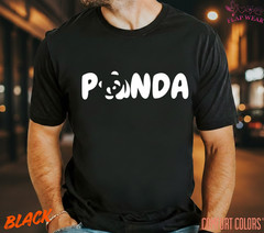 Unisex Panda Graphic T-Shirt – Cute Typographic Panda Shirt – Black Logo Tee for