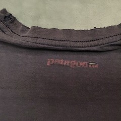 Patagonia Shirt Mens Large Blue Grunge Retro Nature Made in USA Organic Cotton