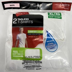 Mens XL/XG Hanes Tagless TShirts 2 Pack White Comfort Soft Wicking Fabric SEALED