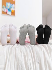 6 Pairs Women Toe Socks Cotton Breathable Compression Crew Five Toe…