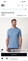 Travis Matthew Heater Pro Active Tee T-Shirt Mens Sz Large Blue Poly Stretch