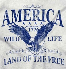 America Wild Life 1776 Land of the Free Adult Short Sleeve Crewneck Tee
