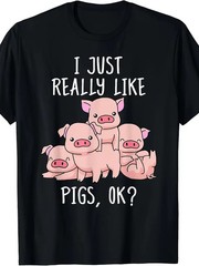 Love Pig T-Shirt Gifts Pigs Tshirt Men Cute Swine T-Shirt
