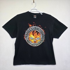 Harley Davidson Shirt Mens XL Black Lawless Renton WA Skull Flames Graphics Tee