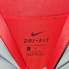 Nike Pro Dri-FIT Baseball Top Long Sleeve Gray Red Athletic Shirt Large