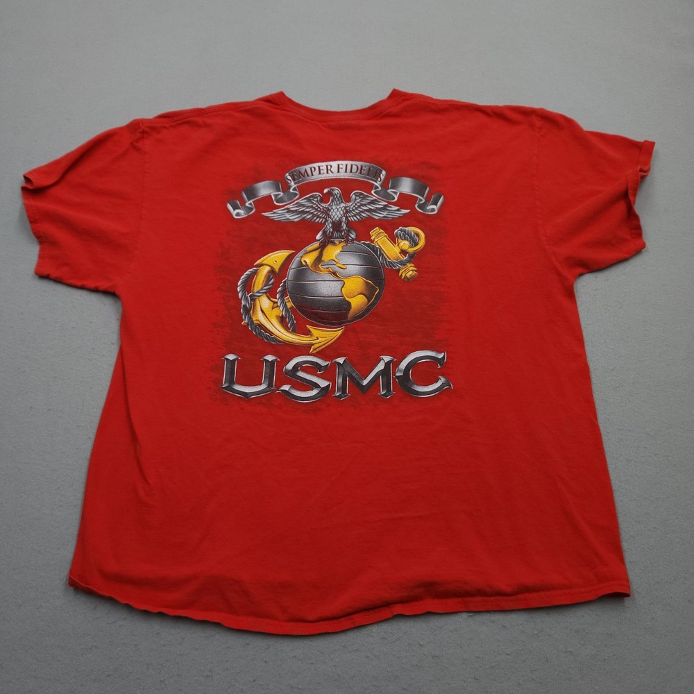 Vintage USMC Shirt Mens XXL 2XL Red United States Marine Corps USA Military Tee