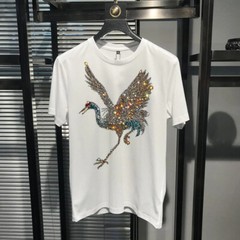 New Fashion Trend Stork Hot Drilling Rhinestones Summer Luxury Men T-Shirt