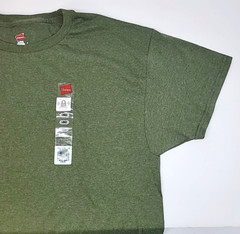 Hanes Men’s Size Large Heather Olive Green Crew Neck T-Shirt Cotton Blend