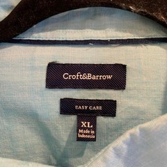 Croft & Barrow Mens Easy Care Button Down Shirt XL Light Blue Long Sleeve XL