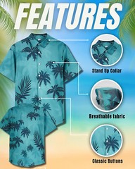 Hawaiian Shirts Men Aloha Summer Casual Beach Button-Down Cruise Holiday Party