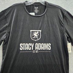 Stacy Adams Men Shirt Medium Black Logo Short Sleeve Crew Neck NWT