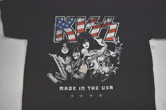 KISS Mens Kiss Group Patriotic Stars & Stripes Retro Graphic Black Shirt New XL