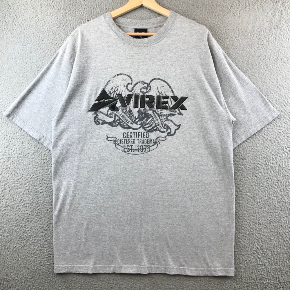 Avirex Classics Graphic T-Shirt Mens Large Gray Short sleeve
