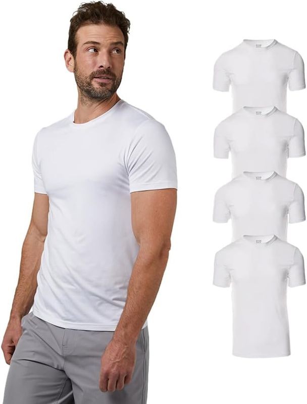 32 Degrees Mens 4 Pack Cool Crewneck T-Shirt Anti-Odor Quick Drying 4-Way