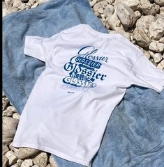Limited Edition GLOSSIER Logo Tee T-Shirt Size L/Large White w/Blue Graphics NIP
