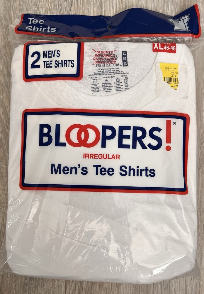 New XL 2 Vintage Fruit of The Loom Mens Tee Irregular T Shirts 80s 90s Bloopers