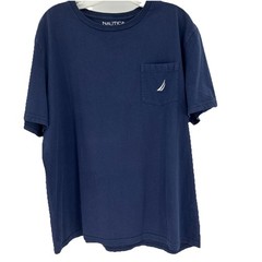 Nautica Mens XL Navy Blue Cotton Short Sleeve Pocket T-Shirt Embroidered Logo