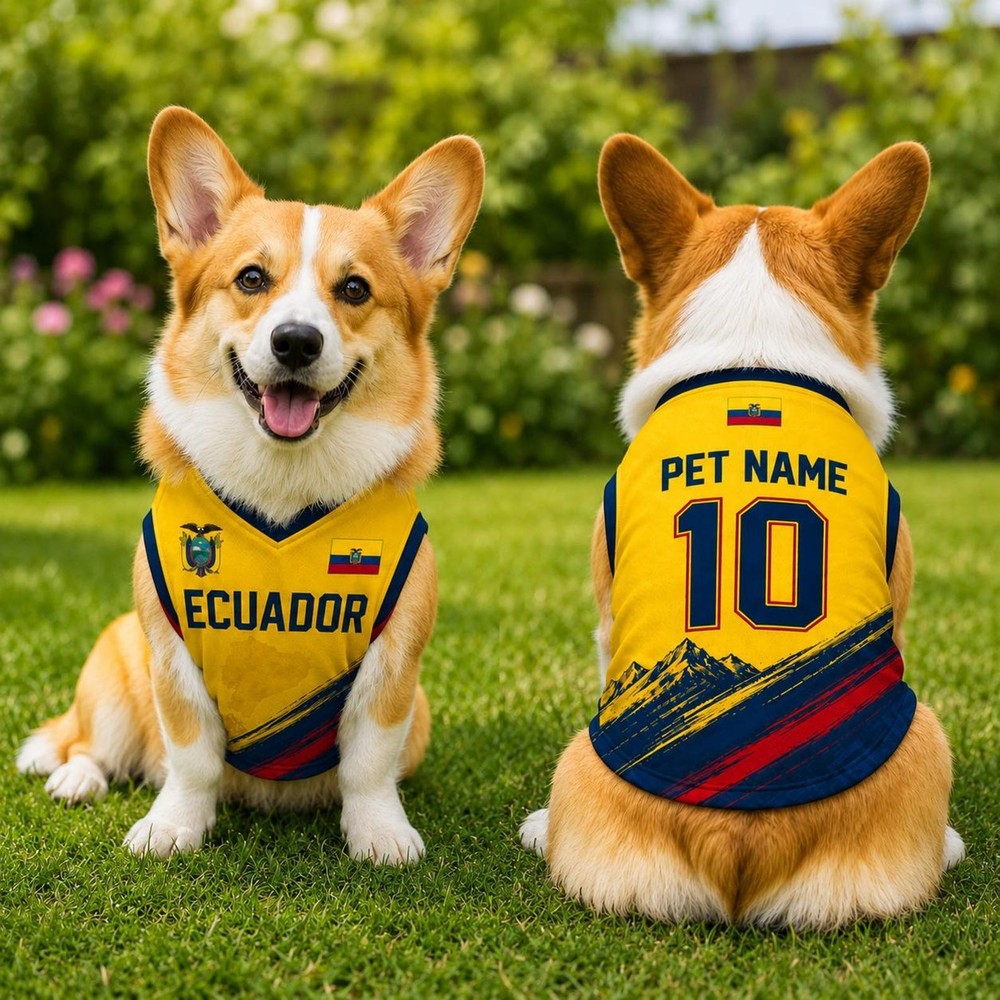 Personalized Ecuador Pet Soccer Jersey, Soccer Outfit for Dogs Cats