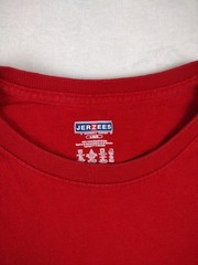Jerzees Mens Large Red Short Sleeve Crewneck 100% Cotton Solid T-Shirt Basic
