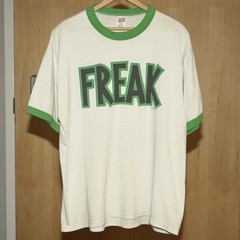 Vintage Freak Shirt Mens Extra Large White Green Ringer Graphic Tee Made USA 90s