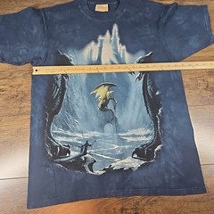 Vintage The Mountain T Shirt Men’s Medium Blue Dragon Wizard Leather Tag
