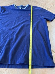 Vintage Blue Polo Ralph Lauren Crew Neck Shirt With White Contrast Collar Pony!